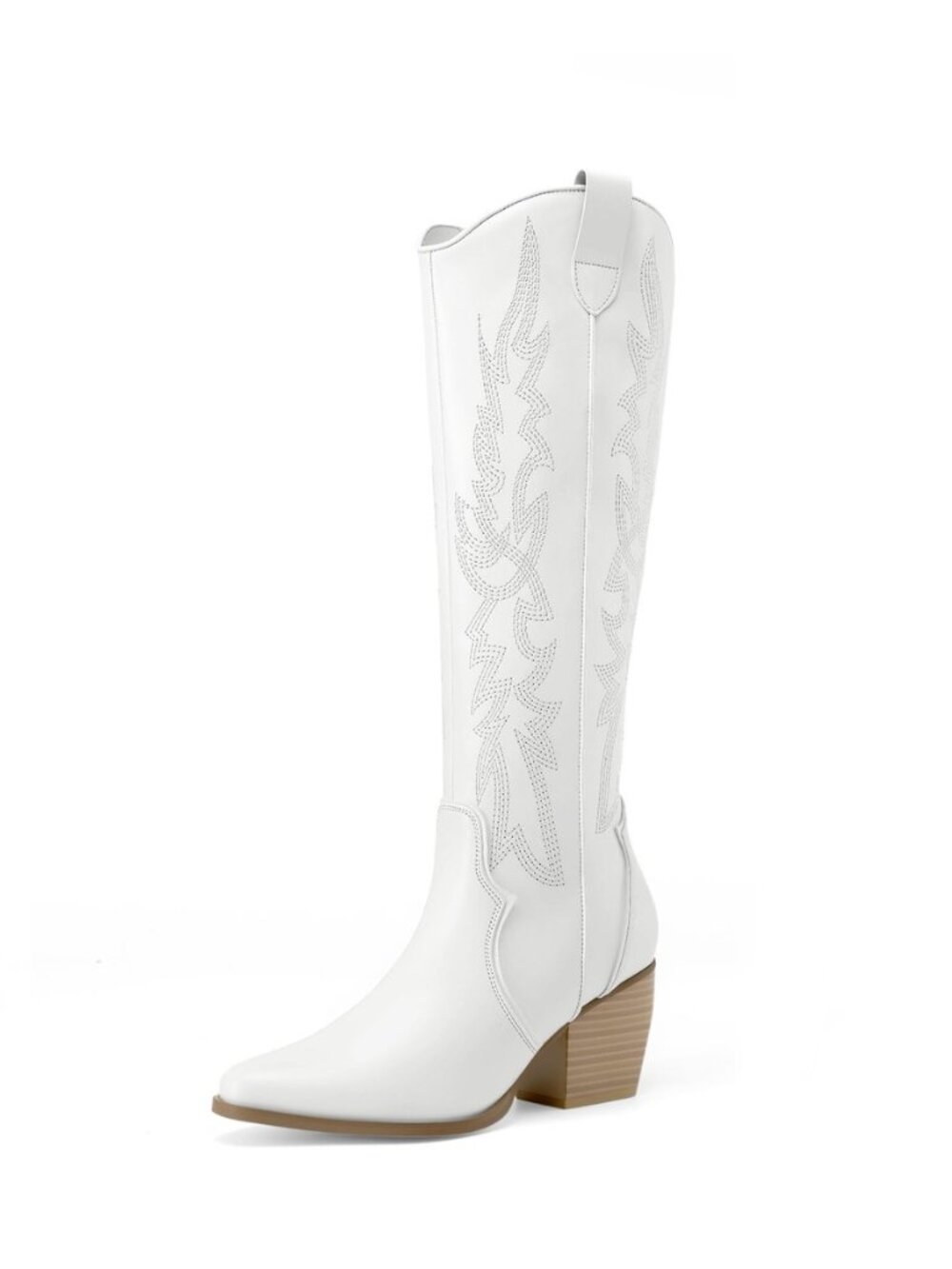 Womens Cowboy Knee High Chunky Heel Boots